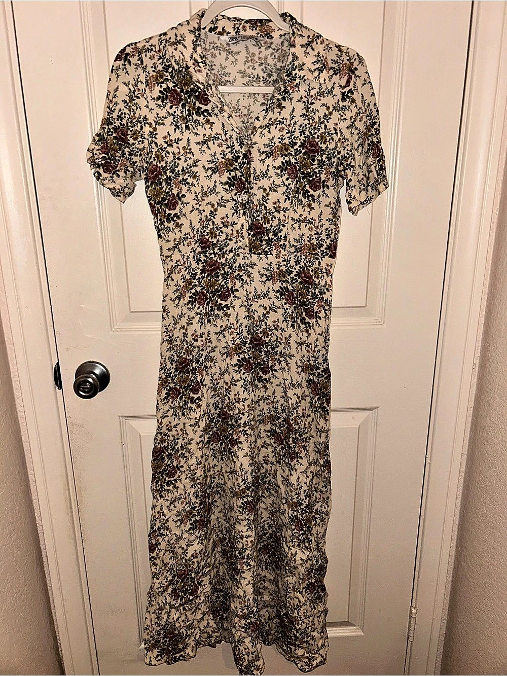 Zara Floral Maxi Dress in Cream & Red